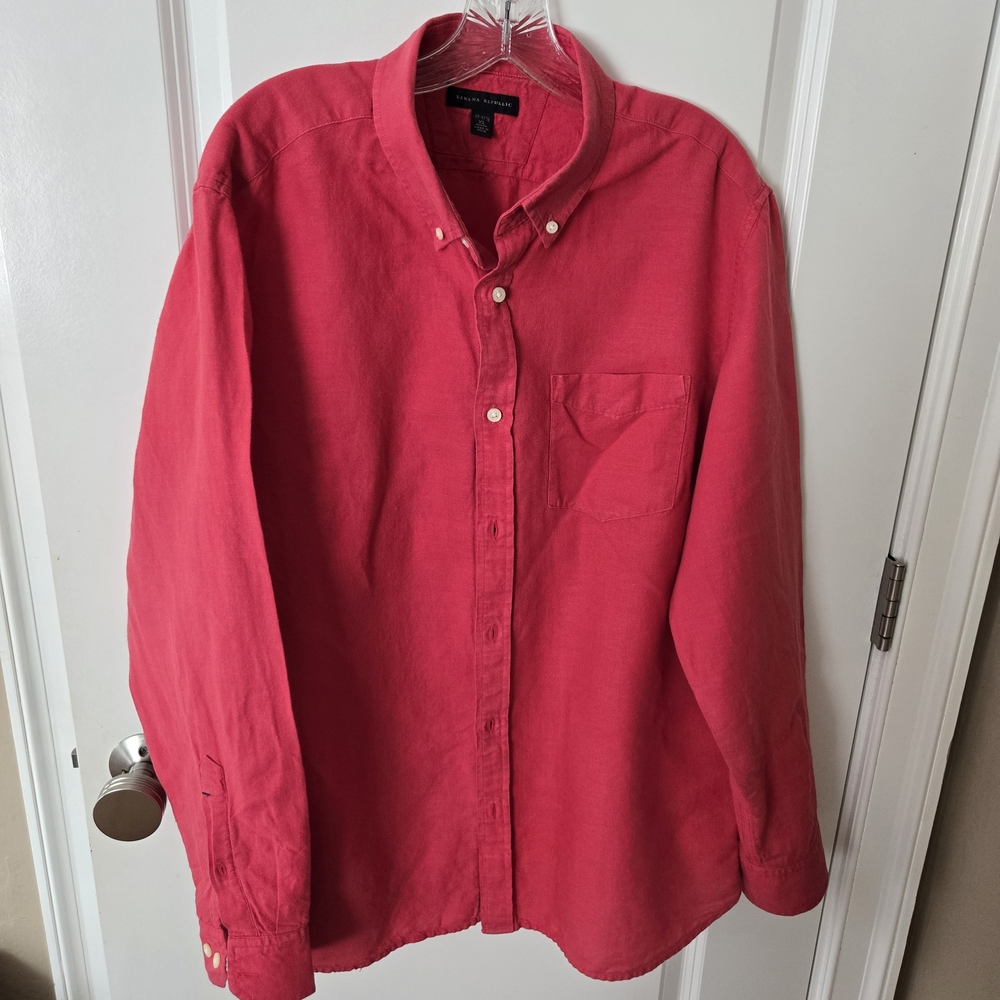 Banana Republic Pink Casual Button Down Linen Shirt